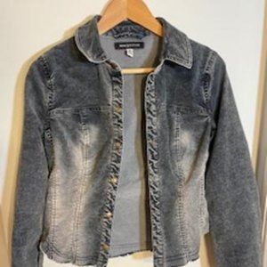 Urban Outfitters Cropped  Grey Velvet Shirt Jacket